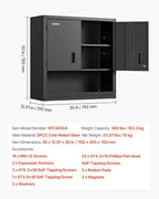 VEVOR Metal Wall Cabinet, 30W x 12.01D x 30H Inch, Steel Floating Hanging Storage Cabinet with Locking Doors and Adjustable Shelf for Garage, Basement, Kitchen, Warehouse Assembly Required, Black