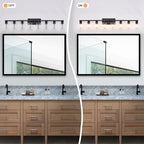 8 Light Bathroom Vanity Light, Matte Black Bathroom Vanity Lights Over Mirror with Sturdy Clear Glass Shade, 8 Lights Count Large Bath Light Fixtures for Mirror, Bedroom, Living Room, Wall Sconce