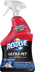 Resolve Ultra Pet Odor and Stain Remover Spray – Carpet Cleaner for Cat and Dog Urine and Poop, 32oz