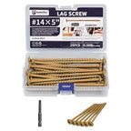 Lag Screws 5 Inch, 25PCS Heavy Duty Construction Screw, Structural Wood Screw #14 x 5, Rust Resistant, Washer Head, Yellow Coated Exterior Wood/Lag Screws, Star Drive with Bit