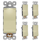 LIDER Minimalist Design Matte Finish Lighted Decorator Switch, Frameless Paddle Light Switch with Locator Light, Grounding Screw, 15A 125V, UL Listed, LS15-1P-I5P, Ivory, 5 Pack