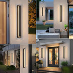 tewei 39.3 Inch Modern Outdoor Wall Sconce, Long Black LED Exterior Lighting Fixtures, Modern Large Outdoor Front Porch Lights Outside Wall Mount Lights for House, Warm White 3000K, 2 Pack