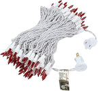 Novelty Lights 50 Feet 100 Bulb Incandescent Mini Light String, Red with 6-Inch Spacing on White Wire, UL Listed Commercial Grade Indoor/Outdoor Mini Lights, Connectable End-to-End