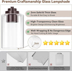 3-Light Bathroom Light Fixtures, 19" Modern Vanity Lights Over Mirror with Clear Glass Shades, Brown Light Fixture, Classic Wall Light Fixture for Mirror Living Room Cabinet Bedroom Porch