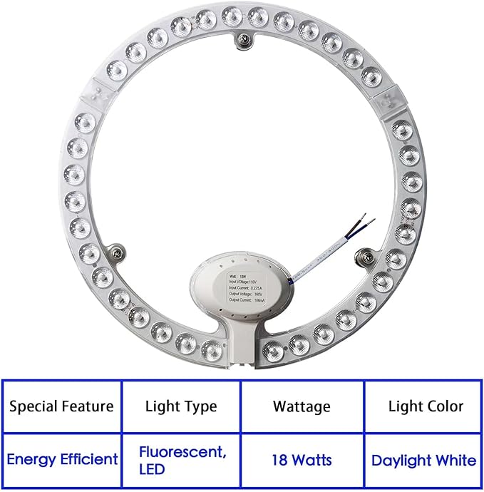 9 Inches LED Circline Light Bulb 18 Watt Replacement for T9 FC9T9 22W, FC10T9 30W, FC12T9 32W Circular Fluorescent Bulb, 6500K Day Light 2200LM, Not Dimmable, 2 Pack