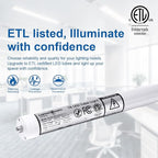 8ft T8 LED Bulbs 40W 80W Equivalent, 5000K Daylight 4000LM, FA8 Single Pin Tube Light, Dual-End Power Ballast Bypass, T8 T10 T12 Fluorescent Replacement, Clear Cover, ETL Certified, 20-Pack