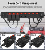 Heavy Duty Power Strip with Individual Switches,8 Outlets 14 Gauge Industrial Shop Garage Metal Multiple Outlets,1200J Surge Protector Mountable Power Strip,10FT Extension Cord Management(Black)