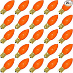 C9 Orange Replacement Light Bulbs, 25 Pack Halloween Ceramic Orange Bulb Christmas Light Bulbs for Outdoor Patio String Lights Halloween Decorations Party Yard Decor, E17 Intermediate Base- 7 Watts