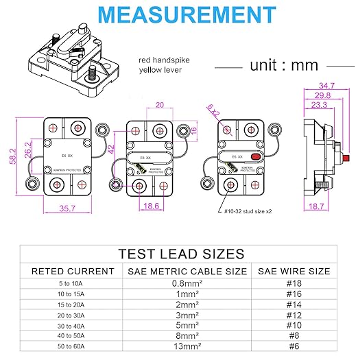 E69 10 Amp Circuit Breaker T3 Manual Reset Mini Surface Mount IP66 10A Switchable