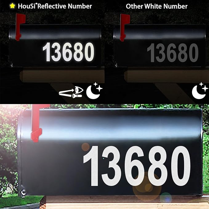 Mailbox Numbers Sticker - Reflective, Self Adhesive Numbers for Outside, Durable & Easy to Apply (White, 2 Inch)