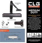 CLG HARDWARE DC6003 Medium Duty Commercial Door Closer - Surface Mounted, Automatic Door Closer, Cast Aluminum, UL 3 Hour Fire Rated, Size 3 for Residential & Light Commercial Doors- US10B Dark Bronze