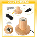 Tuanse 2 Pcs Polished Metal Desktop Lamp Base E26 E27 Screw Light Bulb Holder Sockets Night Light Base Lamp Replacement for Holding Bulb 6 Feet Cord on Off Switch Plug(Wood Color)
