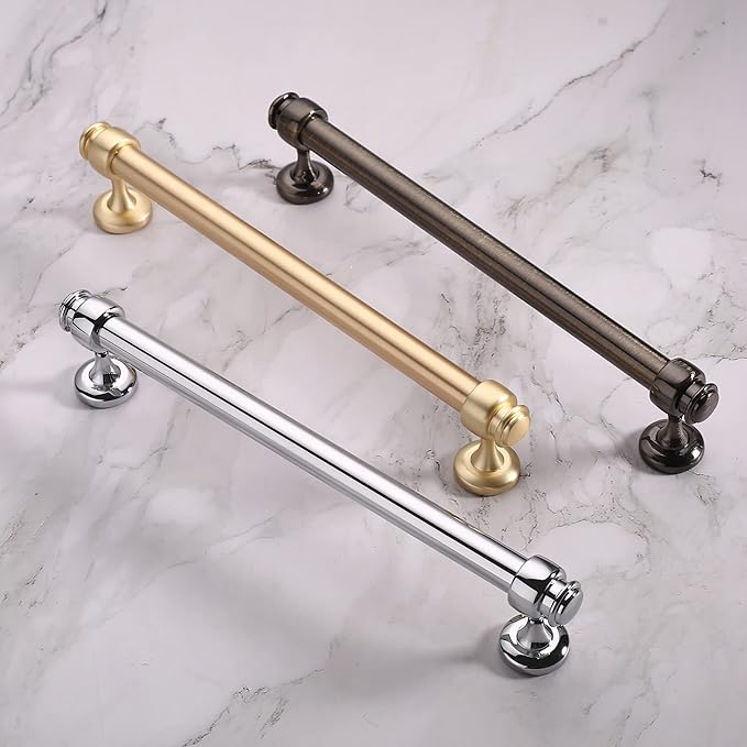 Alzassbg 10 Pack Polished Chrome Cabinet Pulls, 7 Inch(177.8mm) Hole Centers Cabinet Handles Kitchen Hardware Straight Bar for Cabinets and Drawer AL3082CP