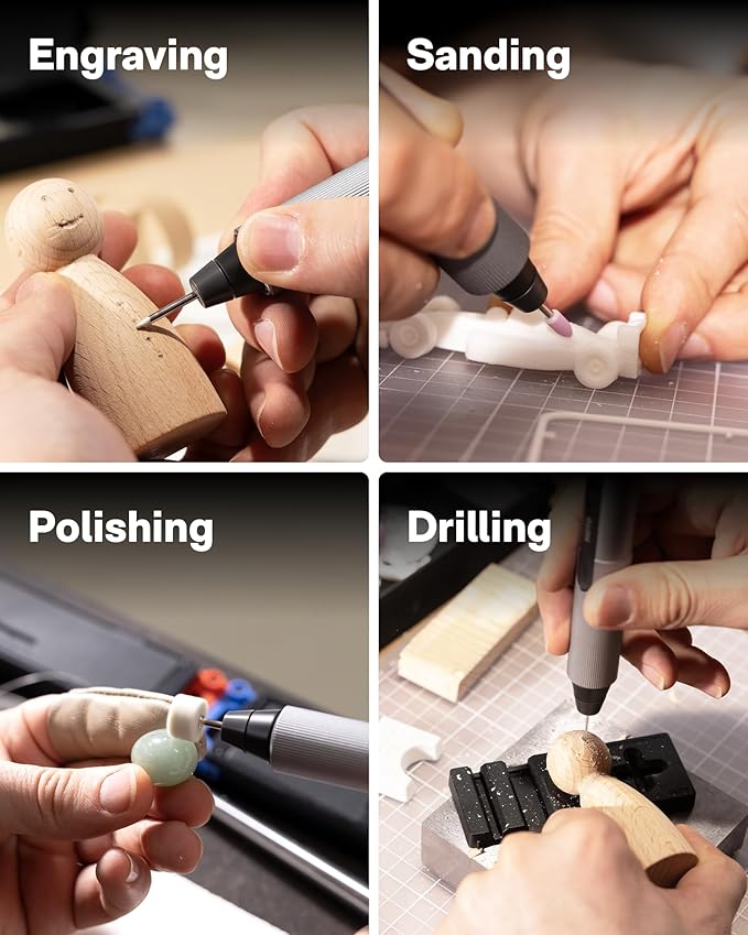 HOTO SNAPBLOQ 3-in-1 Master DIY & Repair Tool Kit, Brushless Motor, Magnetic Attachment System, 114 Extensive Accessories, Mini Tool Kit for 3D Printer Sanding, Electronics, PCB, Jewelry, DIY Crafts