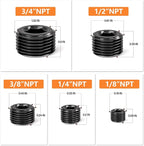 GASHER 25Pcs Carbon Steel Pipe Plug Fitting Internal Hex Thread Socket Pipe Plug Set, 1/8" 1/4" 3/8" 1/2" 3/4" NPT