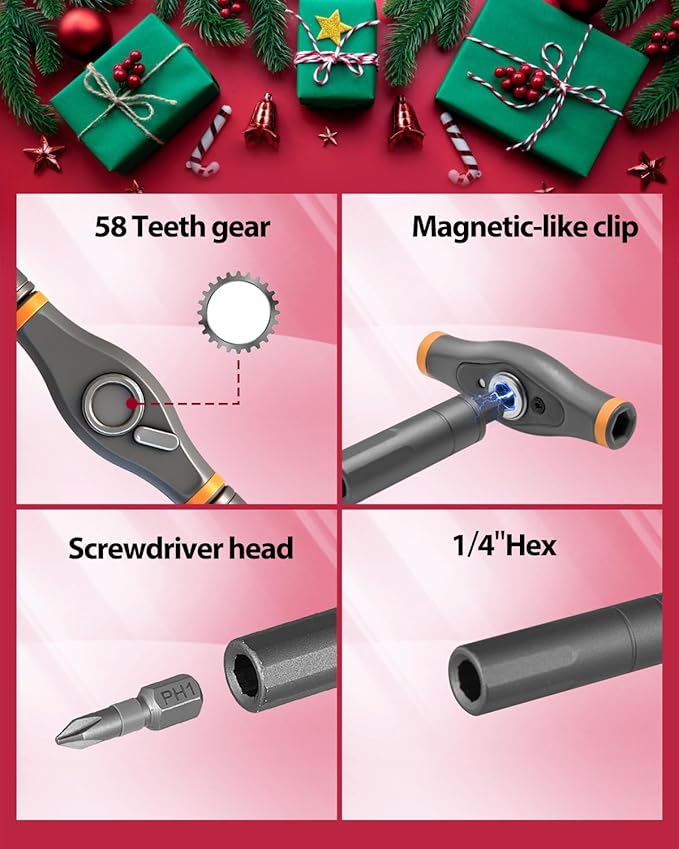 Saker 42-in-1 Magnetic Screwdriver Set for Christmas Gifts, Screwdriver Kit with T Handle & Storage Case, Gifts for Men, DIY, Furniture, Computer, and Bicycle Repair, Grey