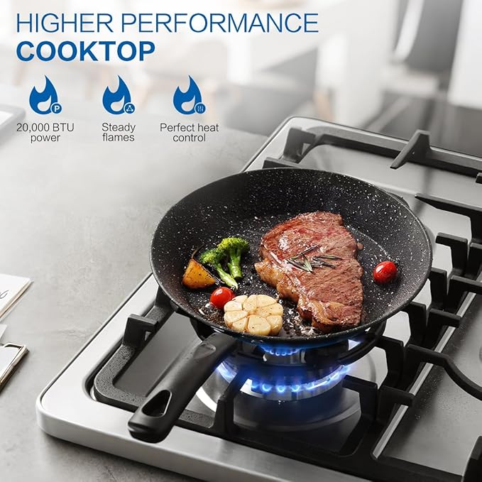 ROBAM G513 Gas Cooktop 30", Premium 5-Burner Design with 20,000 BTU Turbo Heat Wok Burner, Seamless Stainless Steel Finish, Brass Burners, Dual Fuel for Modern Kitchens