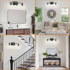 Modern 3 Light Bathroom Light Fixtures, 19 inch Black Vanity Lights for Bathroom with Clear Glass for Mirror Kitchen Living Room Hallway Cabinet Porch