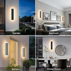 Aipsun 2 Pack Modern Black LED Outdoor Wall Light, 11.8x3.54x1.73 inches, 10W, 1000 Lumen, Warm Light, Waterproof IC Driver, Hardwired, for Porch, Balcony, Yard, Home