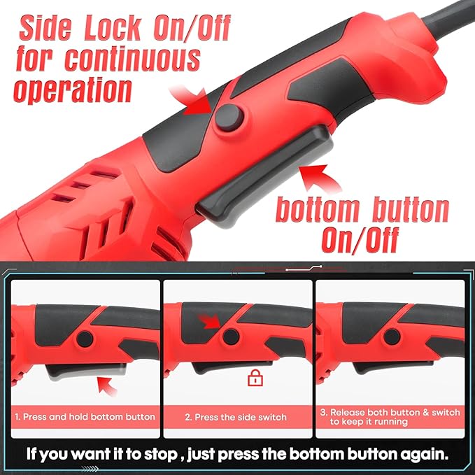 SHALL Angle Grinder Tool 7.5Amp 4-1/2 Inch, 6-Variable-Speed Grinders Power Tools, Electric Metal Grinder 12000 RPM w/ 2 Safety Guards, Cutting Wheels, Flap Discs, Non-Slip Handle for Metal/Wood