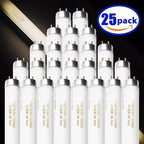 25 Pack F32T8/841 Fluorescent Tube 48 Inch, T8 Fluorescent Light Bulb 4 Foot 32 Watt 4100K Cool White 2600 Lumens G13 Base