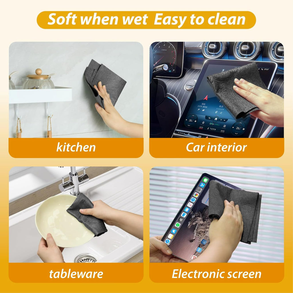 Thickened Magic Cleaning Cloth, 6Pcs Microfiber Cloth Reusable,Lint Free Cloth for Glass,Window, Mirror, Cars