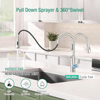 CREA 2 in 1 Kitchen Faucets with Soap Dispenser Built-in and Pull Down Sprayer,Single Handle Bar Sink Faucet 1 Hole Utility Laundry Commercial Faucet Brushed Nickel Stainless Steel