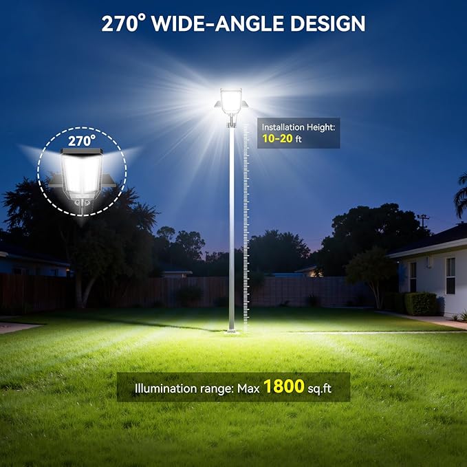 Solar Lights Outdoor Waterproof, 7000K Dusk to Dawn Solar Street Lights Outdoor Motion Sensor with Remote, LED Security Flood Light for Outside, Parking Lot, Yard, Garden, Garage, 2 Pack