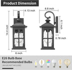 Darkaway Outdoor Light Fixtures Wall Mount, 2pcs Outside Wall Lights Exterior Lighting Fixture with Water Ripple Glass Outdoor Wall Sconce for House Porch Hallway Garage Front Door