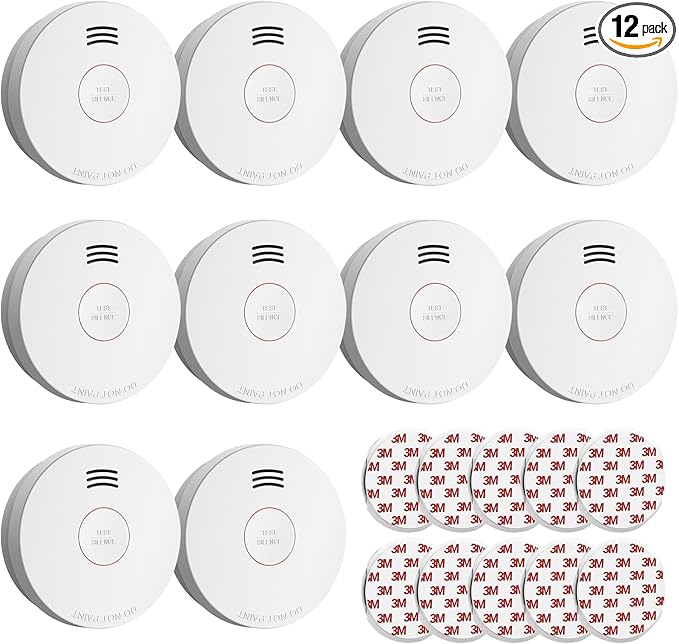 Jemay Smoke Detector Fire Alarms 10 Year Battery Operated with Photoelectric Sensor & Silence Button, 3V Battery Smoke Alarm Fire Detectors Easy to Install,UL217-9th Listed,10 Packs