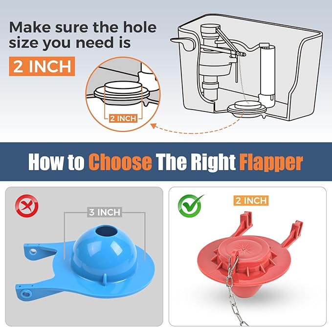 Universal Toilet Flusher Replacement Kit, Water-Saving & Height Adjustable Fill Valve, 2-Inch Flapper, Toilet Handle Lever, Quiet & Anti-Siphon Toilet Repair Kit Inside Tank (Red, 2-Pack)