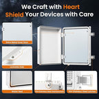 QILIPSU Waterproof Junction Box IP67 Outdoor Plastic Electrical Project Enclosure Weatherproof with Inner Door, Mounting Plate, Wall Brackets, Hinged Grey Cover 14.6"x10.6"x5.9" -D