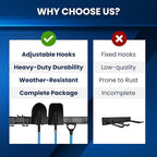 64'' All-Metal Garage Tool Organizer Wall Mount – Heavy-Duty Tool Rack Holds 680 lbs, Adjustable Hooks for Garage, Yard, and Garden Equipment