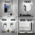 Modern LED Bathroom Lights Fixtures(3-Light),Metal Black Acrylic Wall Lighting,Vanity Lights for Bathroom Over Mirror(6000k 16In