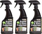 Flitz Granite & Glass Protectant - 16oz Bottle of USA-Made Granite Sealer and Glass Countertop Protector - Cleans & Prevents Liquid, Stains, & Others - Also Works on Marble & All Metals (3 Pack)