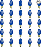 Sunlite 01255 7C7 Incandescent Bulb, 7 Watt, Candelabra E12 Base, C7 Small Night Light, Colored Bulb, Blue, 25 Count