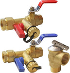 Xiny Tool 3/4-Inch IPS Isolator Tankless Water Heater Service Valve Kit with Pressure Relief Valve, Clean Brass