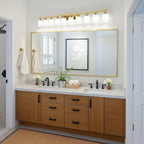 Gold Bathroom Vanity Light,10-Light Brushed Gold Bathroom Light Fixtures with White Frosted Glass,64.5in Wall Lamp Sconces for Mirror Bedroom,Living Room Hallway,E26