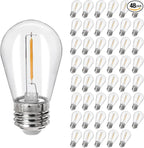 48Pack S14 LED Replacement Light Bulbs E26 Screw Base Shatterproof Edison Bulbs for Outdoor String Lights 120V 1W Dimmable Light Bulbs Equal to 11W for Patio Decor, 2700K Warm White
