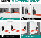 EVERHANGER Garage Tool Storage Organizer Wall Mount, Versatile Garden Tool Rack Organization, Folding Chair Hangers with 8 Multifunctional Hooks, Max Load 330lb, 48inch
