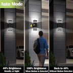 Motion Sensor Outdoor Lights for House, Porch Lights Outdoor Wall Lights Dusk to Dawn, IP65 Waterproof Exterior Lighting Fixtures, Black Aluminum Square Up and Down Lights Modern Wall Sconces 1 Pack