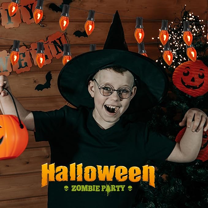 Orange C7 Flickering Flame Bulb,1W Halloween Chandelier Flickering Light Bulbs with Orange Glow That flickers,C7/E12 Candelabra Base (25 Pack)
