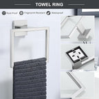 TQKAG 6-Piece Bathroom Towel Bar Sets Brushed Nickel 23.6 inch Towel Bar Stainless Steel Towel Ring Coat Hook and Toilet Paper Holder Bathroom Hardware Set Wall Mounted Bathroom Accessories Kit