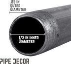 PIPE DÉCOR 1/2” x 11” Malleable Cast Iron Pipe Nipple, Pre-Cut Connectors, Industrial Steel Grey Fits Standard Half Inch Black Threaded Pipes Nipples and Fittings, Build Vintage DIY Furniture, 6 Pack