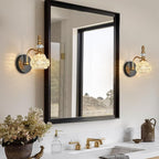 Modern Wall Sconces Set of Two Black Gold Vintage Indoor Glass Wall Lamp Bathroom Vanity Light Fixture Wall Mounted Room Sconce Wall Lighting