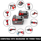 2pack 6.0Ah 18v Battery Replacement for Milwaukee m18 Battery 48-11-1850 48-11-1860, Compatible with Milwaukee M18 Cordless Power Tools,15C Discharge Rate
