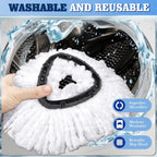 4 Packs Spin Mop Replacement Heads Compatible with Oceda EasyWring 1-Tank System, 30-58" Mop Handle,Scrub Brush and Base Combo Set,Mop Refills Easy to Replace and Cleaning (White,1-Tank)