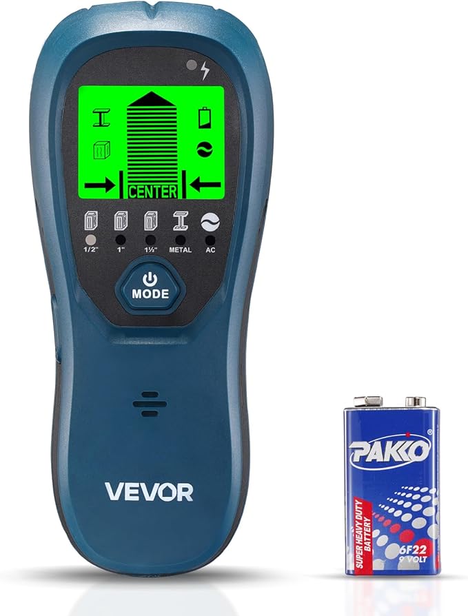 VEVOR Stud Finder Wall Scanner, 5 in 1, Electronic Wall Stud Detector with Smart Sensor, High-Definition LCD Display and Audio Alarm, for the Center and Edge of Metal, AC Wire, Joists, Pipes, Blue