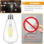 5000K Daylight LED Edison Bulbs 40W Equivalent, 4W ST19 LED Light Bulb, E26 Standard Base, 90 CRI, Non-Dimmable, 12 Pack