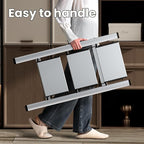 HillhutApex 3 Step Stool, Aluminum Foldable Step Ladder, Lightweight Stable Stool with Wide Non-Slip Pedals, 330lbs Bearing Capacity Ladder for Office,Home,Kitchen - Silver